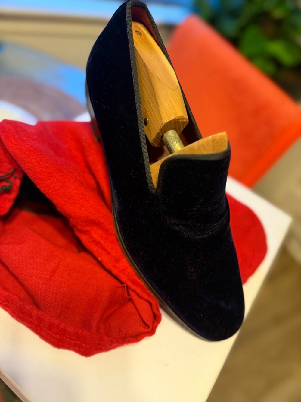 Magnanni Black Velvet Slip-On Loafers